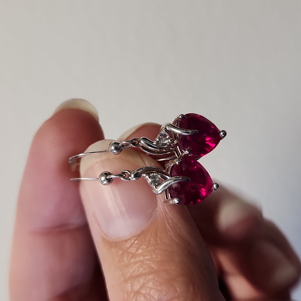 KAY Pink Ruby Heart Earrings